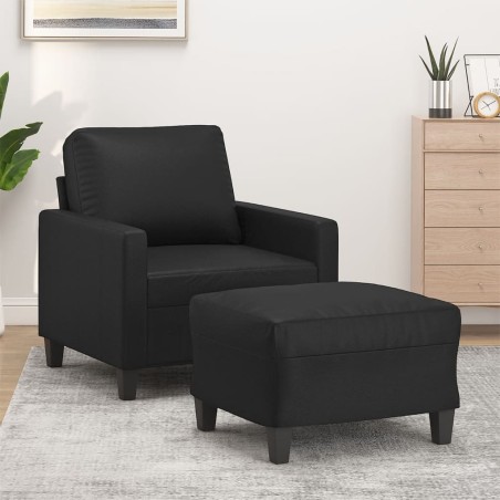 vidaXL Poltrona con Poggiapiedi Nero 60 cm in Similpelle