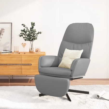 vidaXL Poltrona Rilassante con Poggiapiedi Grigia in Similpelle