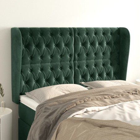 vidaXL Testiera ad Orecchio Verde Scuro 163x23x118/128cm in Velluto