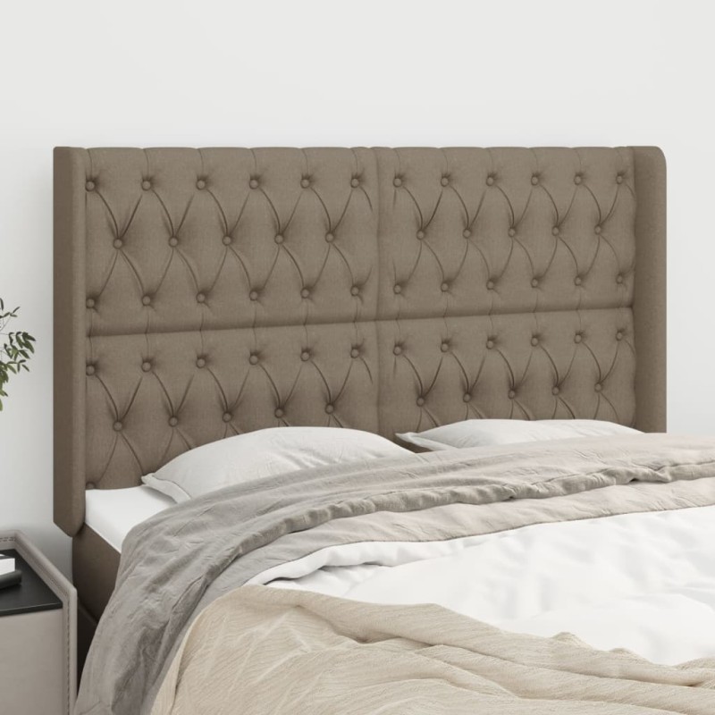 vidaXL Testiera ad Orecchio Tortora 147x16x118/128 cm in Tessuto
