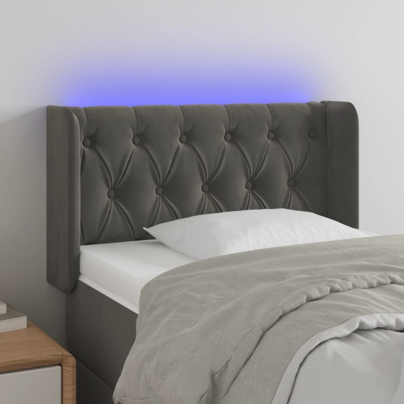 vidaXL Testiera a LED Grigio Scuro 83x16x78/88 cm in Velluto vidaXL Testiera a LED Grigio Scuro 83x16x78/88 cm in Velluto
