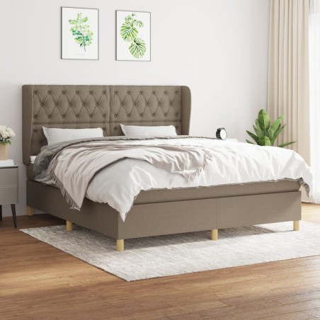 vidaXL Giroletto a Molle con Materasso Tortora 160x200 cm in Tessuto