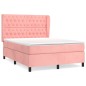 vidaXL Giroletto a Molle con Materasso Rosa 140x190 cm in Velluto