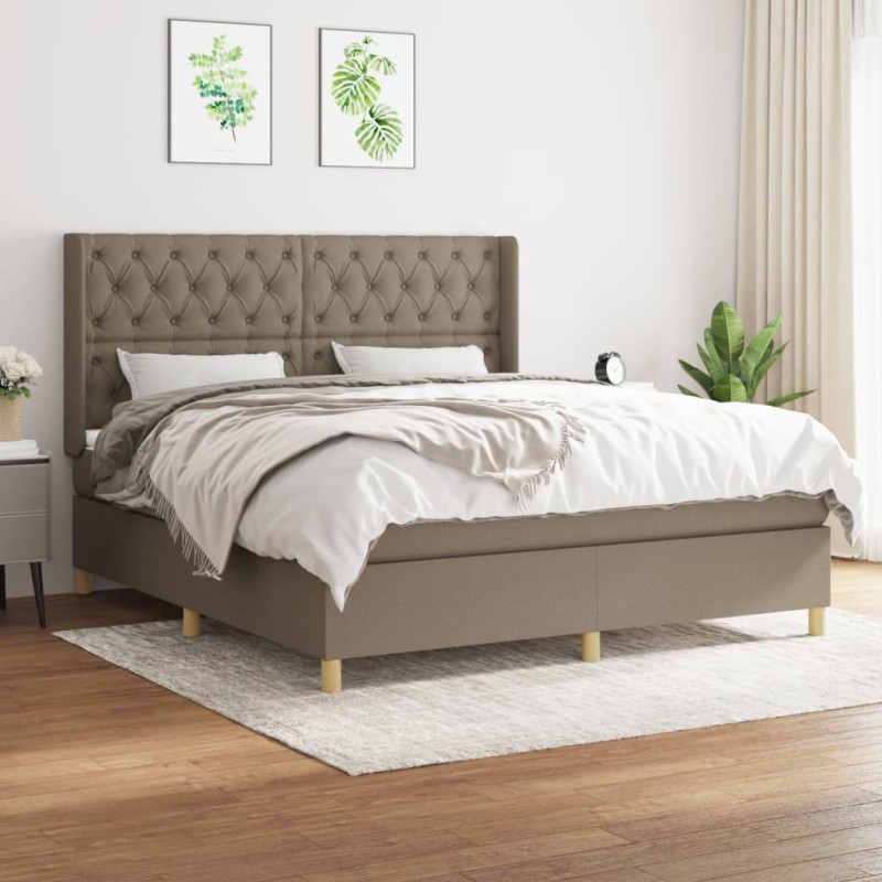 vidaXL Giroletto a Molle con Materasso Tortora 160x200 cm in Tessuto