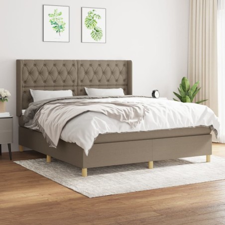 vidaXL Giroletto a Molle con Materasso Tortora 160x200 cm in Tessuto