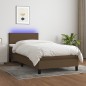 vidaXL Letto a Molle Materasso e LED Marrone Scuro 100x200 cm Tessuto vidaXL Letto a Molle Materasso e LED Marrone Scuro 100x200 cm Tessuto