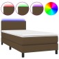 vidaXL Letto a Molle Materasso e LED Marrone Scuro 100x200 cm Tessuto vidaXL Letto a Molle Materasso e LED Marrone Scuro 100x200 cm Tessuto