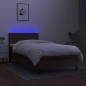 vidaXL Letto a Molle Materasso e LED Marrone Scuro 100x200 cm Tessuto vidaXL Letto a Molle Materasso e LED Marrone Scuro 100x200 cm Tessuto