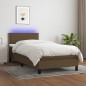 vidaXL Letto a Molle Materasso e LED Marrone Scuro 100x200 cm Tessuto vidaXL Letto a Molle Materasso e LED Marrone Scuro 100x200 cm Tessuto