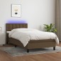 vidaXL Letto a Molle Materasso e LED Marrone Scuro 100x200 cm Tessuto vidaXL Letto a Molle Materasso e LED Marrone Scuro 100x200 cm Tessuto