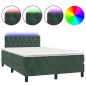 vidaXL Letto a Molle con Materasso e LED Verde Scuro 120x200cm Velluto vidaXL Letto a Molle con Materasso e LED Verde Scuro 120x200cm Velluto