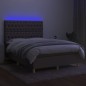 vidaXL Letto a Molle con Materasso e LED Tortora 140x200 cm in Tessuto vidaXL Letto a Molle con Materasso e LED Tortora 140x200 cm in Tessuto