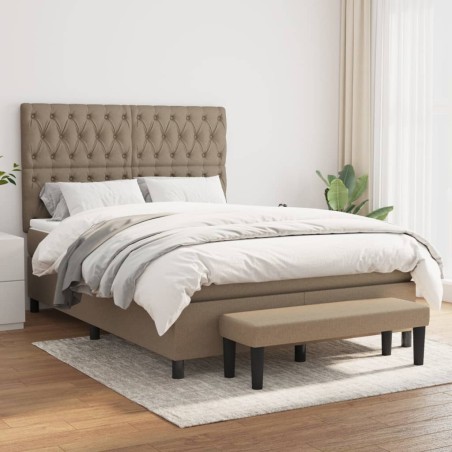 vidaXL Giroletto a Molle con Materasso Tortora 140x200 cm in Tessuto