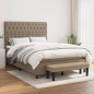 vidaXL Giroletto a Molle con Materasso Tortora 140x200 cm in Tessuto