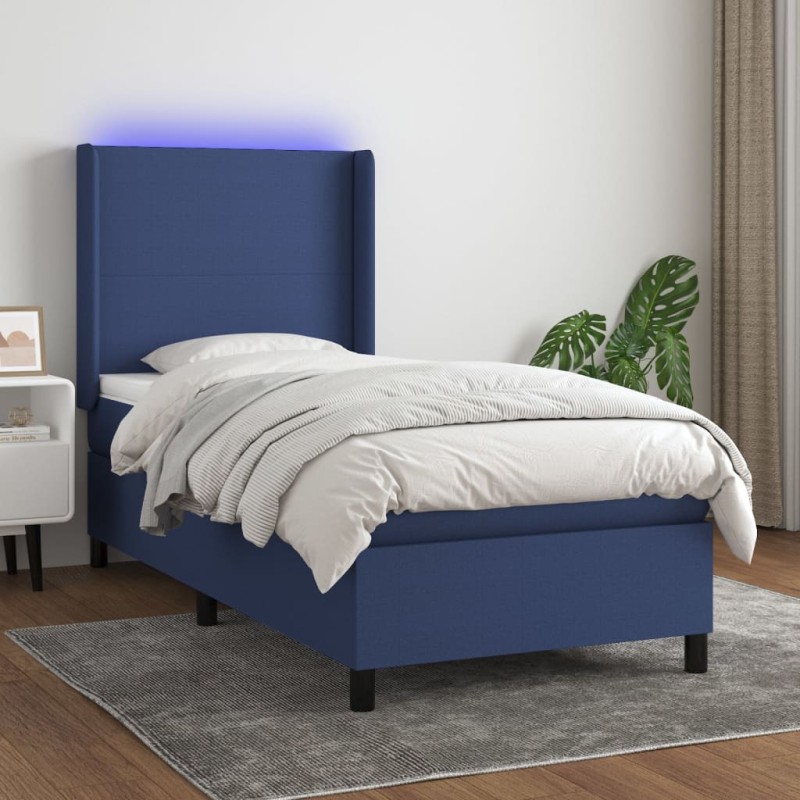 vidaXL Letto a Molle con Materasso e LED Blu 80x200 cm in Tessuto vidaXL Letto a Molle con Materasso e LED Blu 80x200 cm in Tessuto