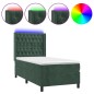 vidaXL Letto a Molle con Materasso e LED Verde Scuro 80x200cm Velluto