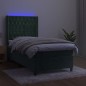 vidaXL Letto a Molle con Materasso e LED Verde Scuro 80x200cm Velluto