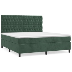 vidaXL Giroletto a Molle con Materasso Verde Scuro 180x200 cm Velluto