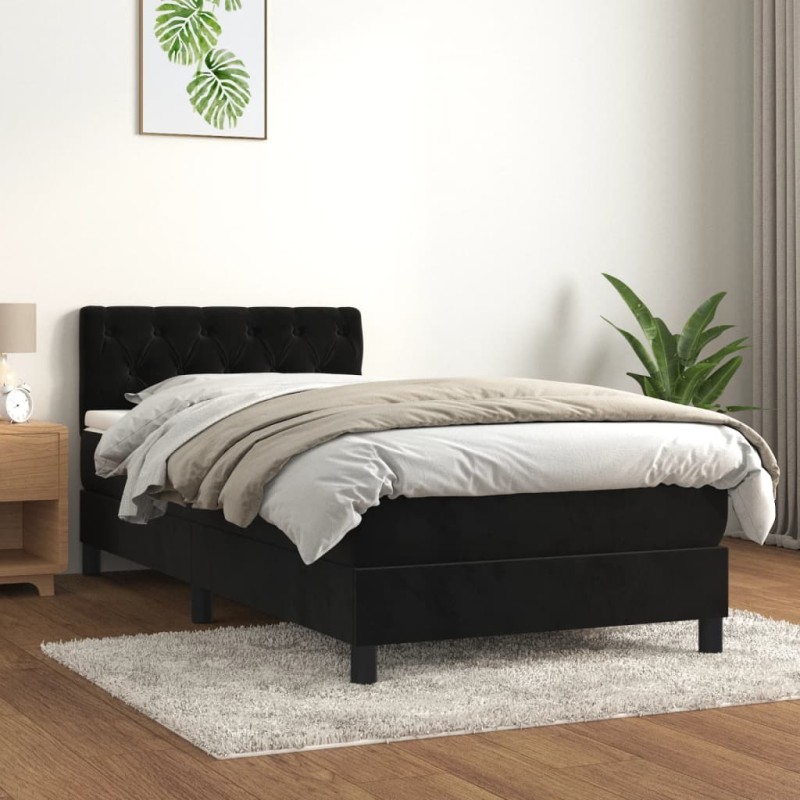 vidaXL Giroletto a Molle con Materasso Nero 80x200 cm in Velluto