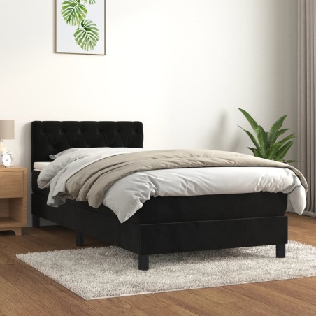 vidaXL Giroletto a Molle con Materasso Nero 80x200 cm in Velluto