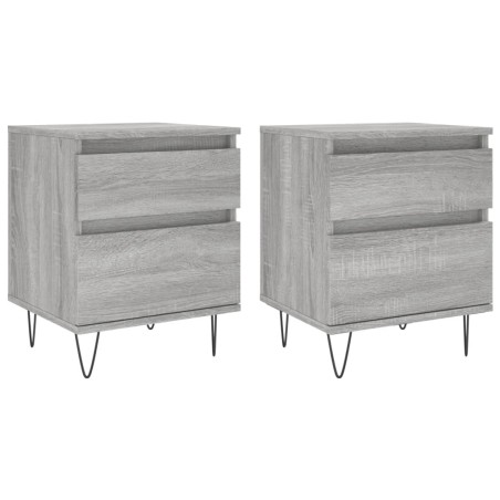 vidaXL Comodini 2pz Grigio Sonoma 40x35x50 cm in Legno Multistrato