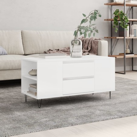 vidaXL Tavolino Salotto Bianco Lucido 102x44,5x50 cm Legno Multistrato