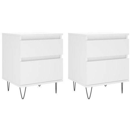 vidaXL Comodini 2pz Bianchi 40x35x50 cm in Legno Multistrato