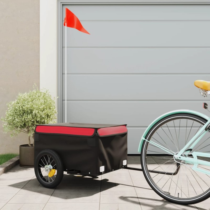 vidaXL Rimorchio da Bici Nero e Rosso 30 kg in Ferro vidaXL Rimorchio da Bici Nero e Rosso 30 kg in Ferro