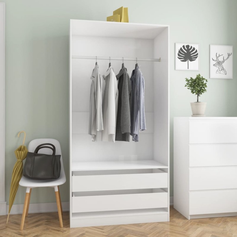 vidaXL Armadio Bianco Lucido 100x50x200 cm in Legno Multistrato vidaXL Armadio Bianco Lucido 100x50x200 cm in Legno Multistrato