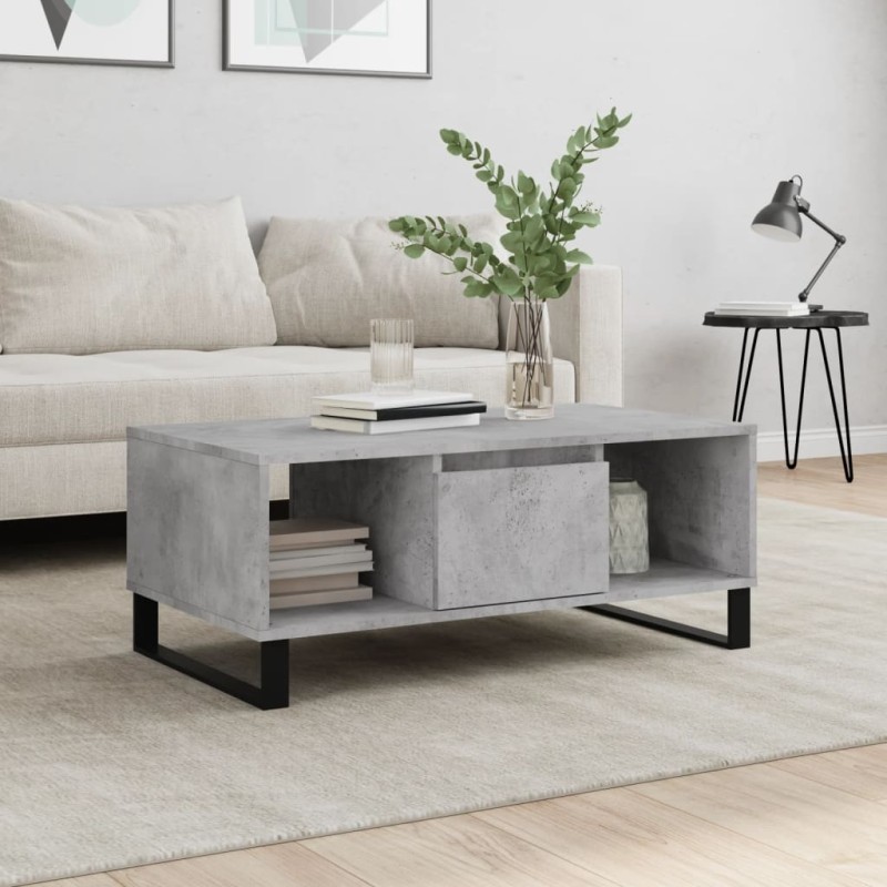 vidaXL Tavolino Salotto Grigio Cemento 90x50x36,5 cm Legno Multistrato