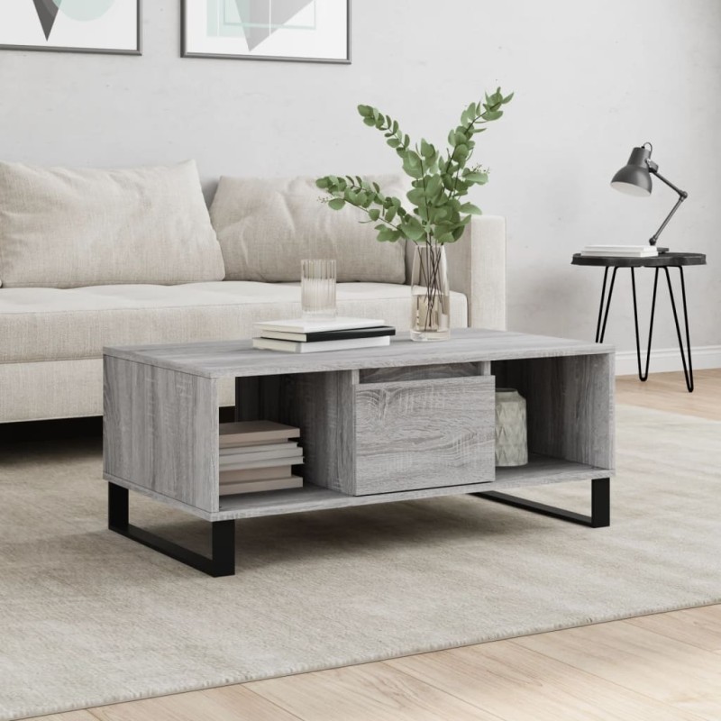 vidaXL Tavolino Salotto Grigio Sonoma 90x50x36,5 cm Legno Multistrato