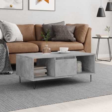 vidaXL Tavolino Salotto Grigio Cemento 90x50x36,5 cm Legno Multistrato