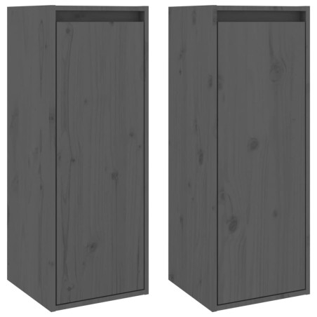 Pensili 2 pz Grigi 30x30x80 cm in Legno Massello di Pino