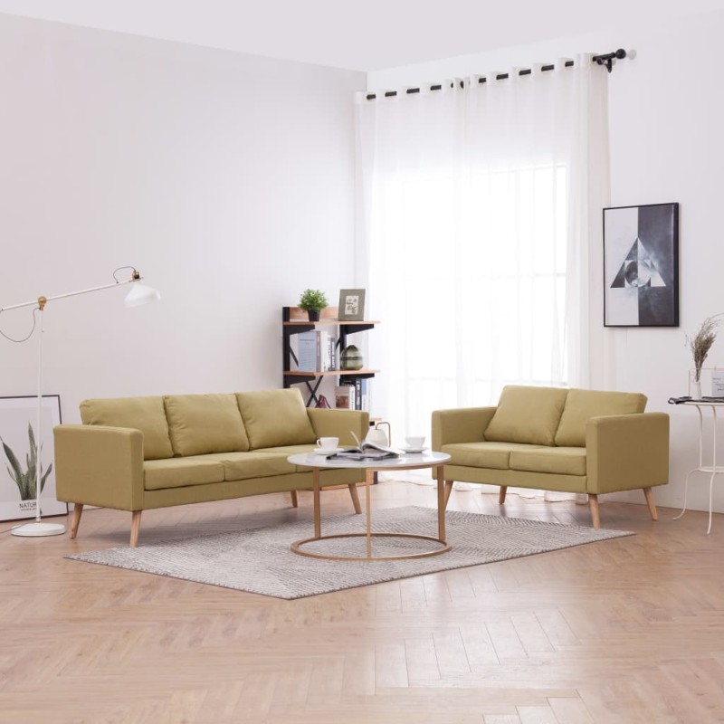 vidaXL Set Divani 2 pz in Tessuto Verde vidaXL Set Divani 2 pz in Tessuto Verde