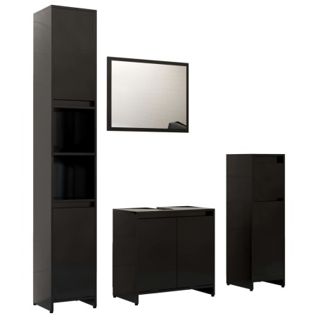 vidaXL Set Mobili da Bagno 4 pz Nero in Truciolato