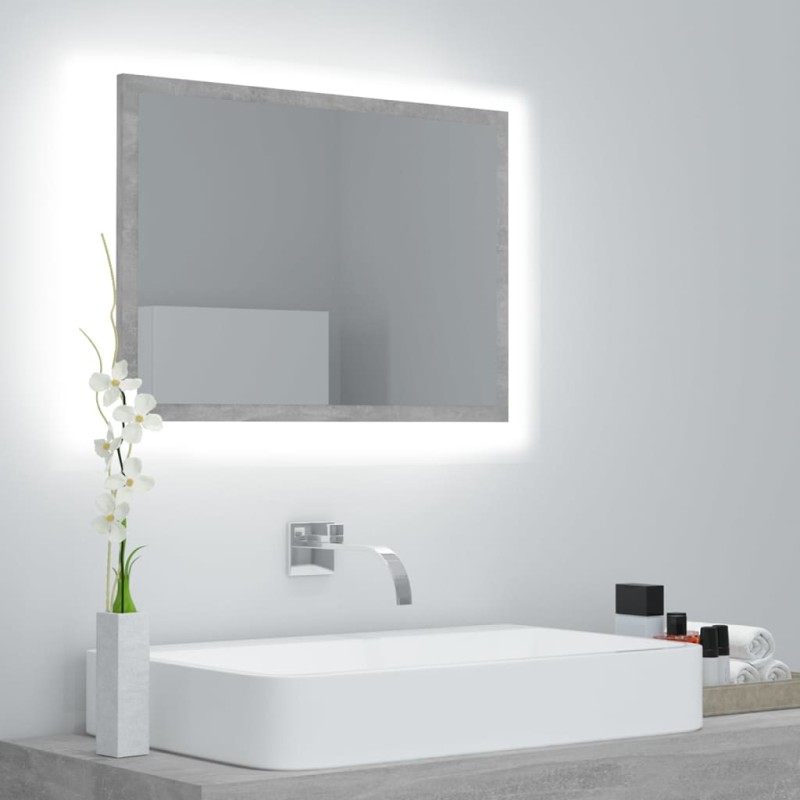 vidaXL Specchio da Bagno a LED Grigio 60x8,5x37 cm in Acrilico vidaXL Specchio da Bagno a LED Grigio 60x8,5x37 cm in Acrilico