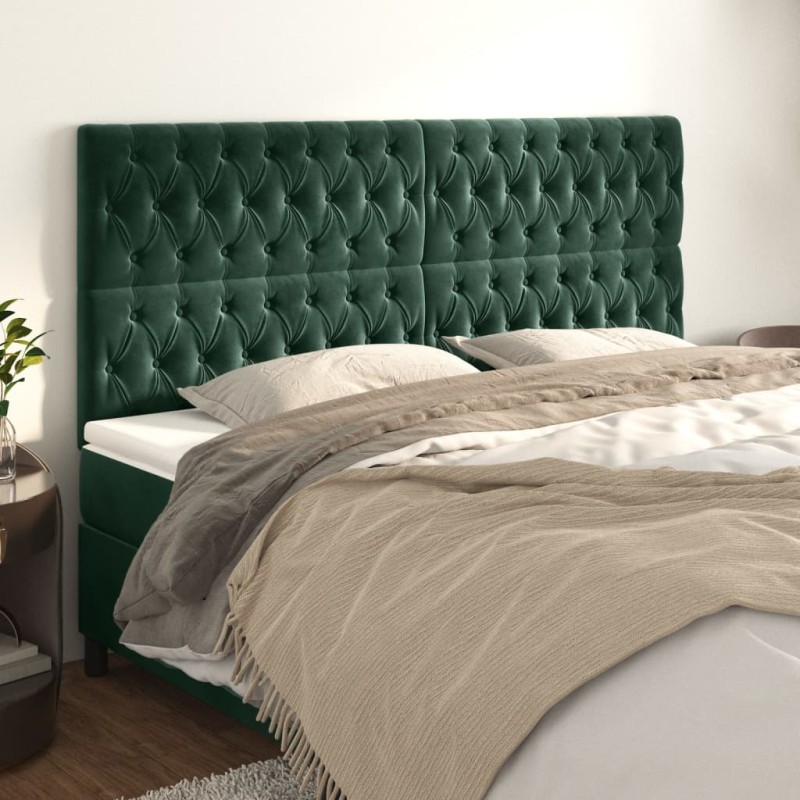 vidaXL Testiera 4 pz Verde scuro 90 x 7 x 78/88 cm in Velluto vidaXL Testiera 4 pz Verde scuro 90 x 7 x 78/88 cm in Velluto