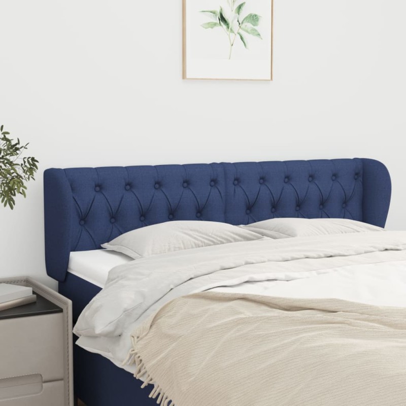 vidaXL Testiera ad Orecchio Blu 147x23x78/88cm in Tessuto vidaXL Testiera ad Orecchio Blu 147x23x78/88cm in Tessuto