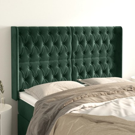 vidaXL Testiera ad Orecchio Verde Scuro 163x16x118/128 cm in Velluto