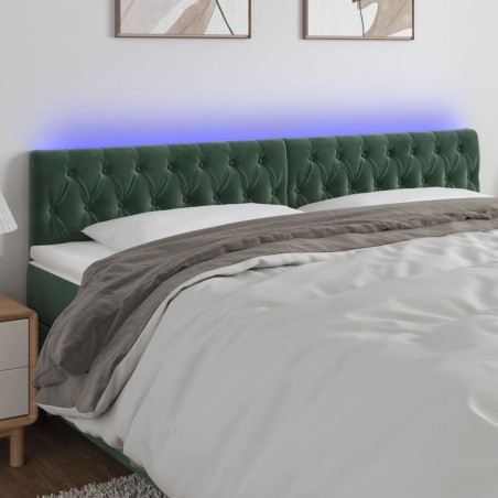 vidaXL Testiera a LED Verde Scuro 180x7x78/88 cm in Velluto