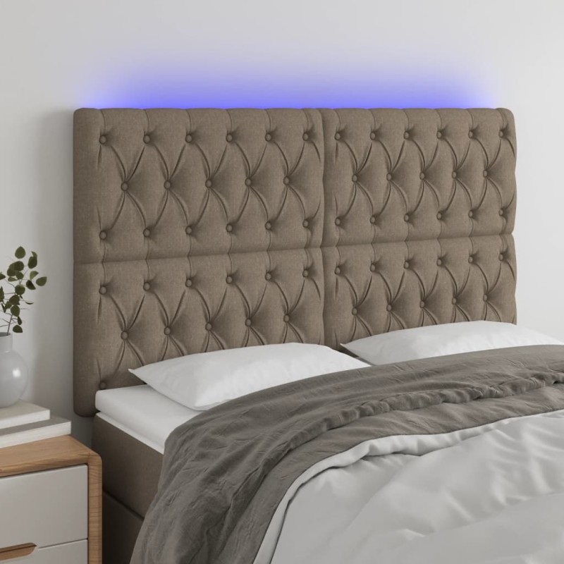 vidaXL Testiera a LED Tortora 144x7x118/128 cm in Tessuto vidaXL Testiera a LED Tortora 144x7x118/128 cm in Tessuto