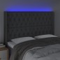 vidaXL Testiera a LED GrigioScuro 147x16x118/128cm inTessuto vidaXL Testiera a LED GrigioScuro 147x16x118/128cm inTessuto