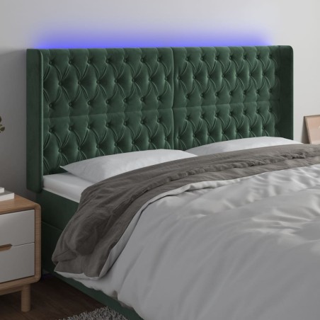 vidaXL Testiera a LED Verde Scuro 183x16x118/128 cm in Velluto 