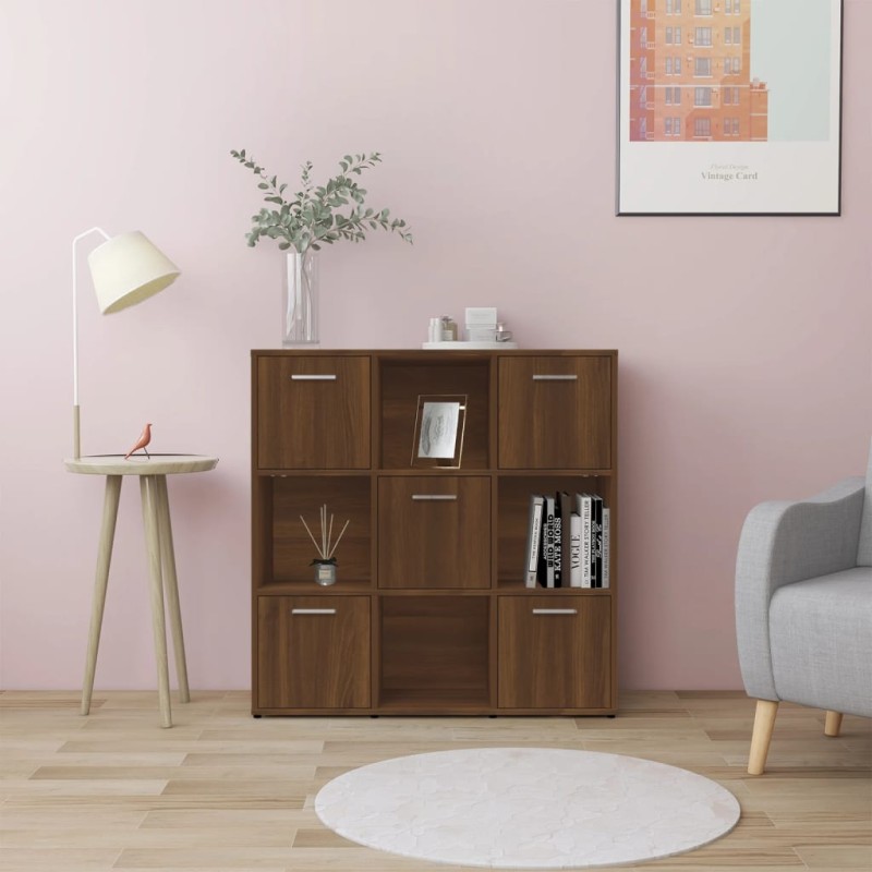 Libreria Rovere Marrone 90x30x90 cm in Legno Multistrato Libreria Rovere Marrone 90x30x90 cm in Legno Multistrato