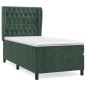 vidaXL Giroletto a Molle con Materasso Verde Scuro 90x200 cm Velluto