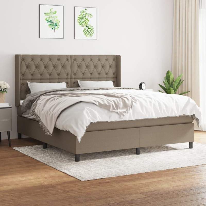 vidaXL Giroletto a Molle con Materasso Tortora 160x200 cm in Tessuto