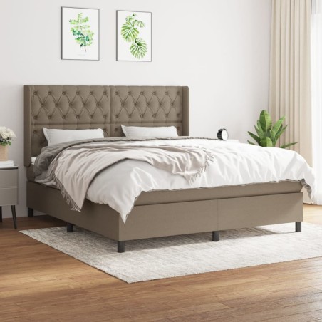 vidaXL Giroletto a Molle con Materasso Tortora 160x200 cm in Tessuto