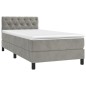 vidaXL Letto a Molle Materasso e LED Grigio Chiaro 80x200 cm Velluto
