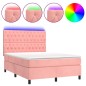 vidaXL Letto a Molle con Materasso e LED Rosa 140x200 cm in Velluto vidaXL Letto a Molle con Materasso e LED Rosa 140x200 cm in Velluto