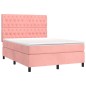vidaXL Letto a Molle con Materasso e LED Rosa 140x200 cm in Velluto vidaXL Letto a Molle con Materasso e LED Rosa 140x200 cm in Velluto